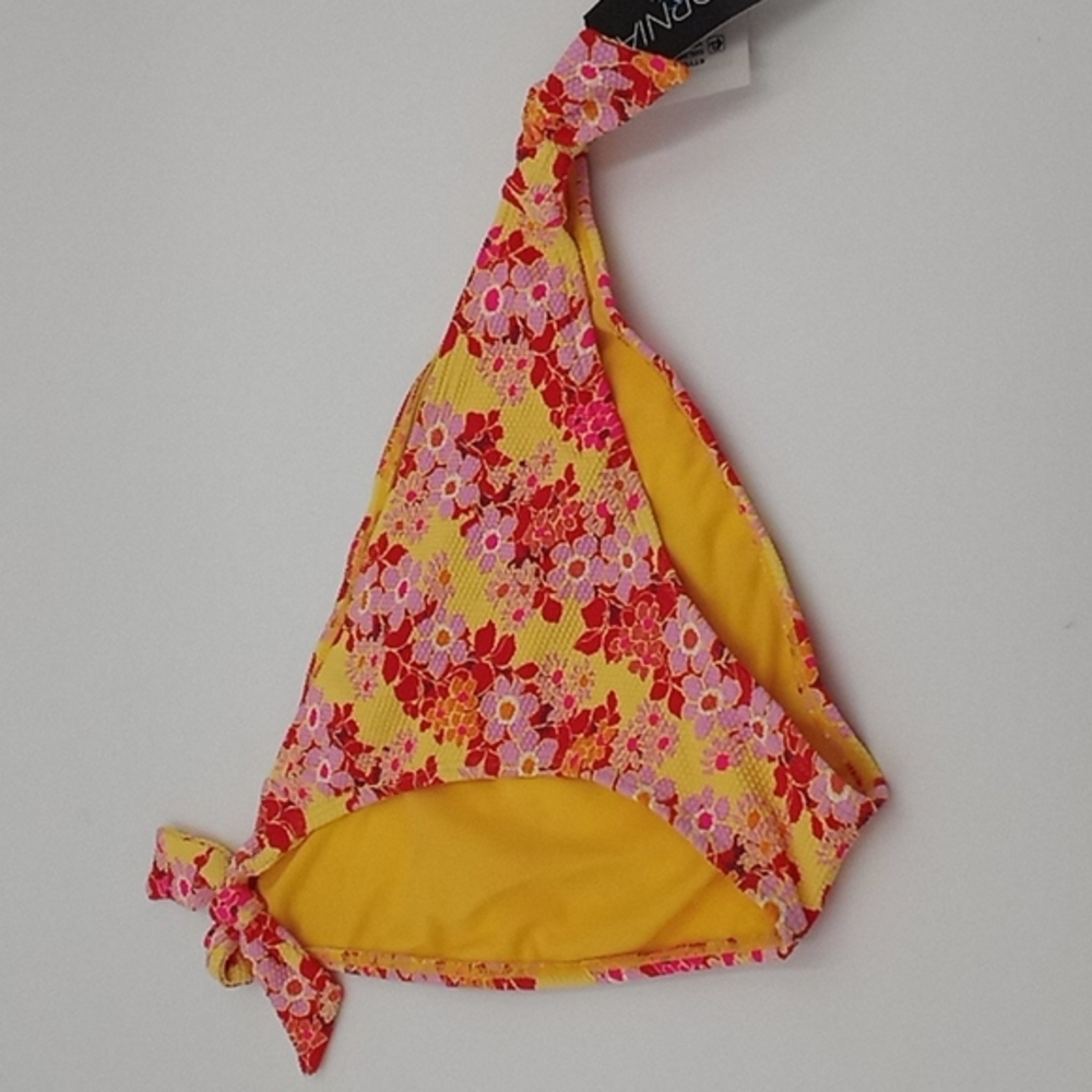 California Waves‎ Floral Side-Tie Hipster Bikini Bottoms Yellow Multicolor L